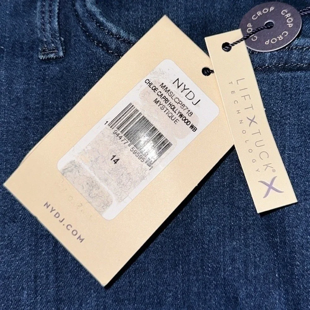 NYDJ Womens Size 14 Blue Chloe Capri Hollywood Jeans Mystique‎ NWT